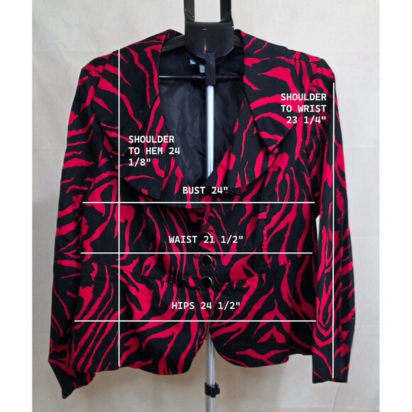 Vintage Fashion Bug Red Zebra Print Peplum Jacket – 1990s–2000s – 20W - Picture 3 of 14